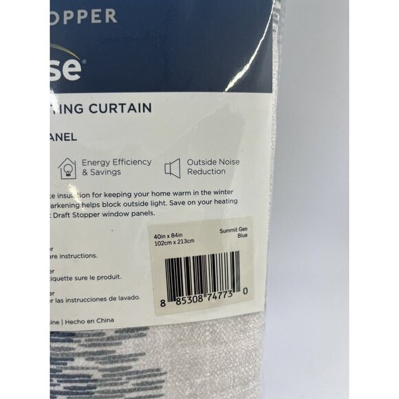 Eclipse Summit Geo Energy Saving Blackout Rod Pocket Blue 1 Curtain Panel 40x84 - Picture 7 of 7